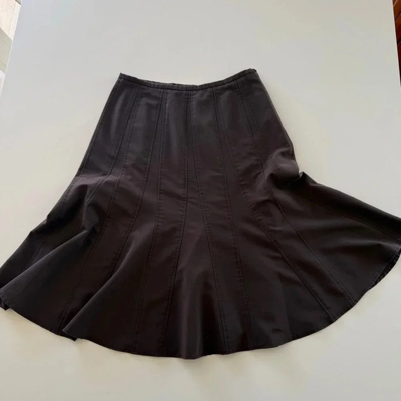 Sharagano- Women’s- A line- Chocolate Brown- Flared-Midi- Skirt- Women’s 8 - Picture 1 of 11